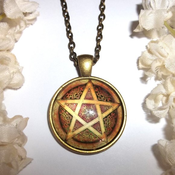 Pentagram Necklace Unisex Style Bronze Brown Costume Jewelry Charm Pendant C556 - Picture 1 of 7